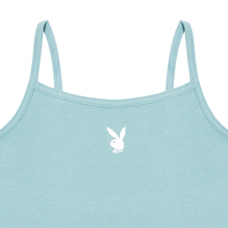 Playboy Classic Ribbed Scoop Women's Tank Blue | 157923BWK