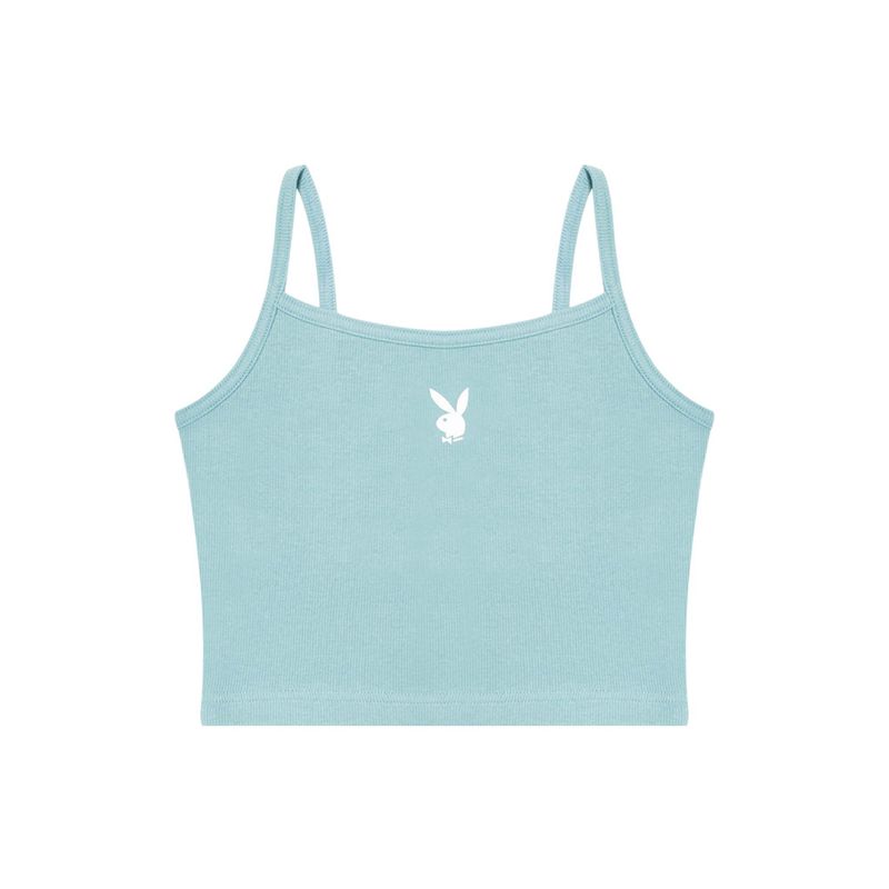 Playboy Classic Ribbed Scoop Women\'s Tank Blue | 157923BWK