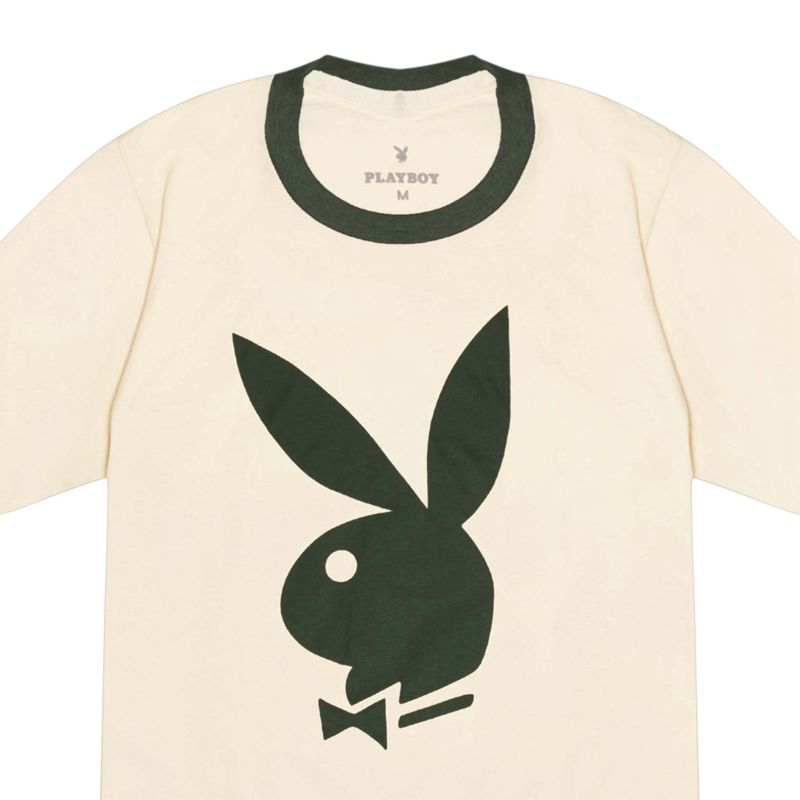 Playboy Classic Ringer Men's Shirts Cream / Green | 106842PGO