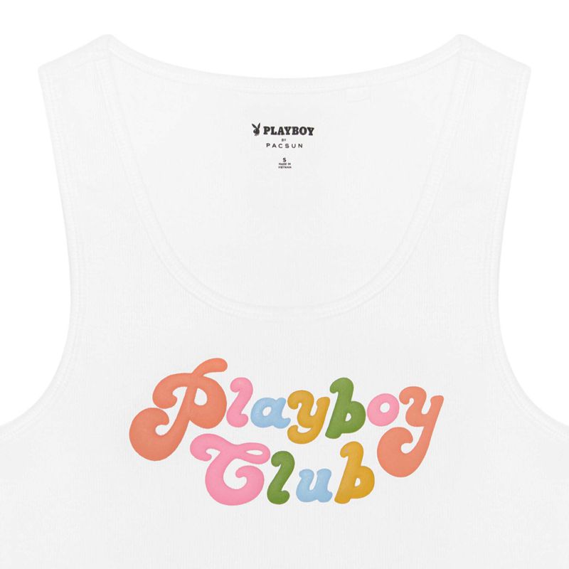 Playboy Club Ribbed Women's Tank White | 321586KHI