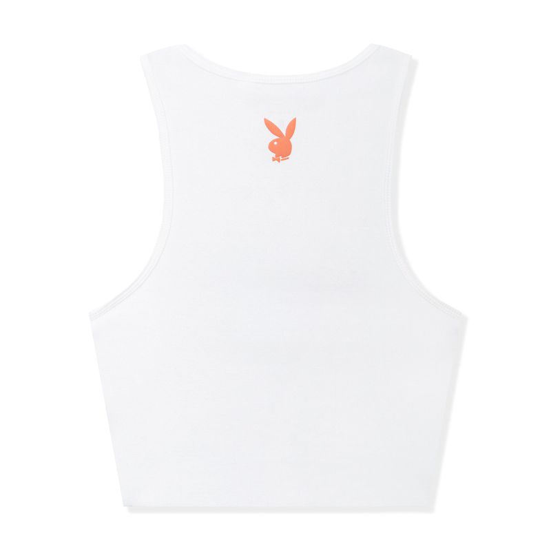 Playboy Club Ribbed Women's Tank White | 321586KHI