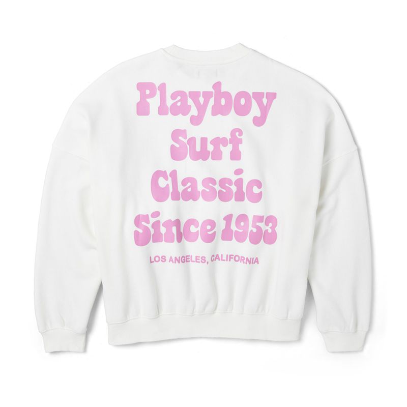 Playboy Coconut Girl Crew Neck Women's Hoodie White / Purple | 713986YJG