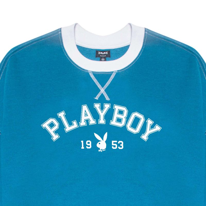 Playboy Contrast 1953 Crewneck Women's Hoodie Blue | 189672ZJB