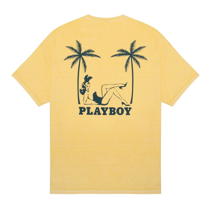 Playboy Crest Men's Shirts Yellow | 159476SML