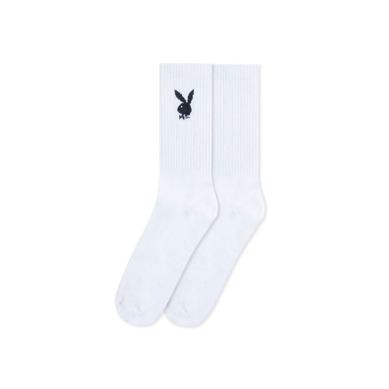 Playboy Crew Men's Socks White | 815069ZCI