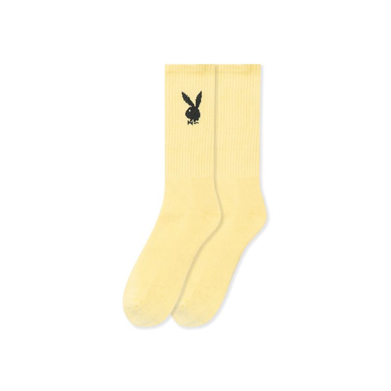 Playboy Crew Men's Socks White | 815069ZCI