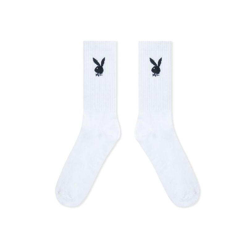 Playboy Crew Men's Socks White | 815069ZCI