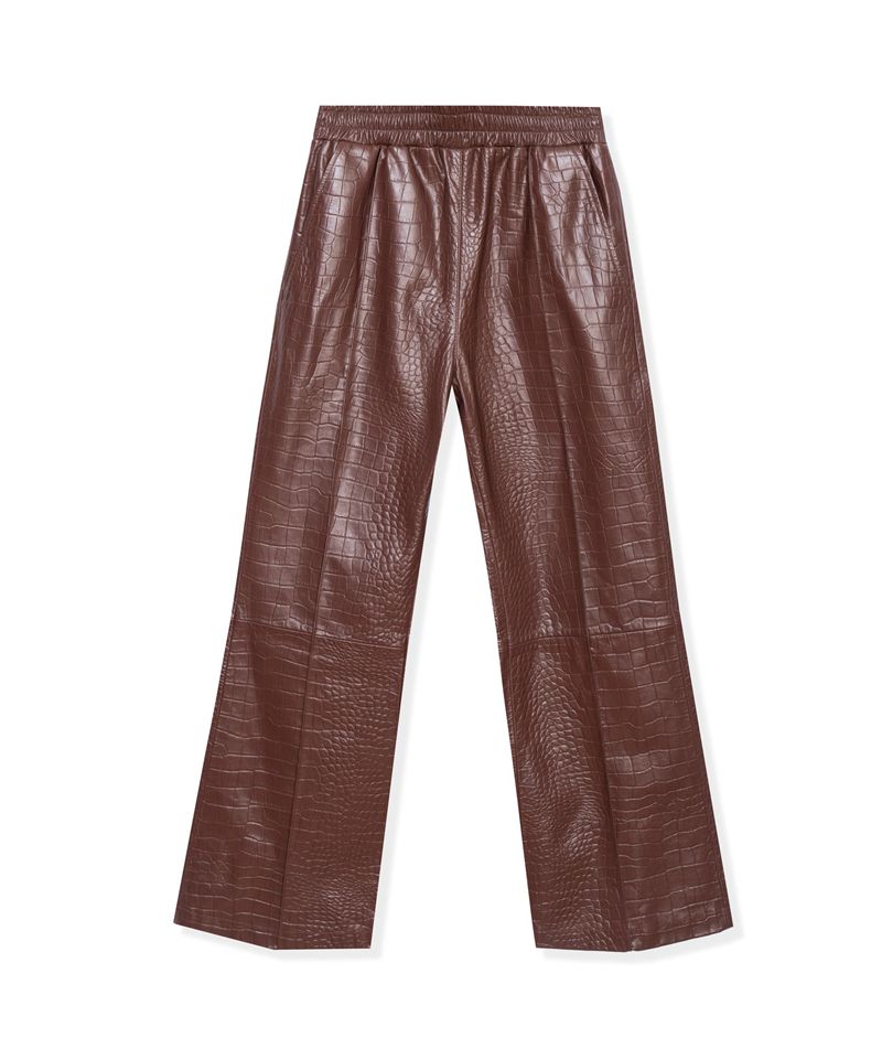 Playboy Crocodile Leather Flare Men's Pants Chocolate | 460892ASC