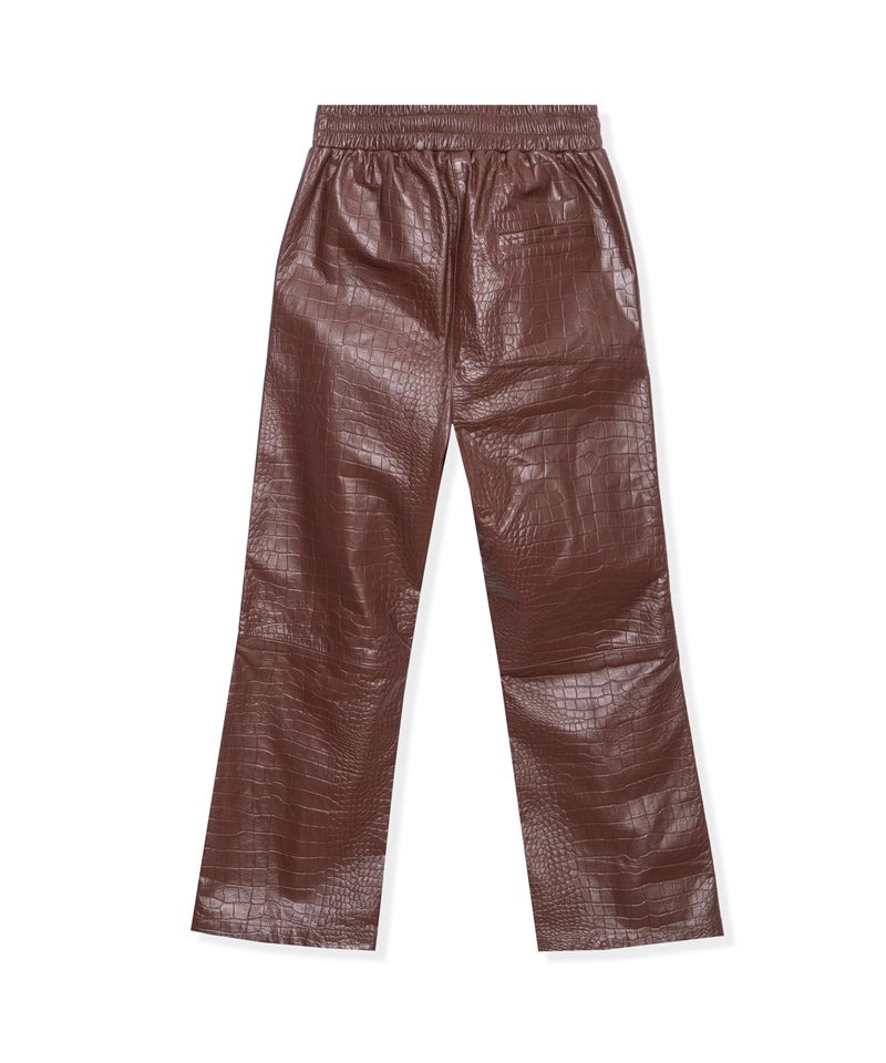 Playboy Crocodile Leather Flare Men's Pants Chocolate | 460892ASC