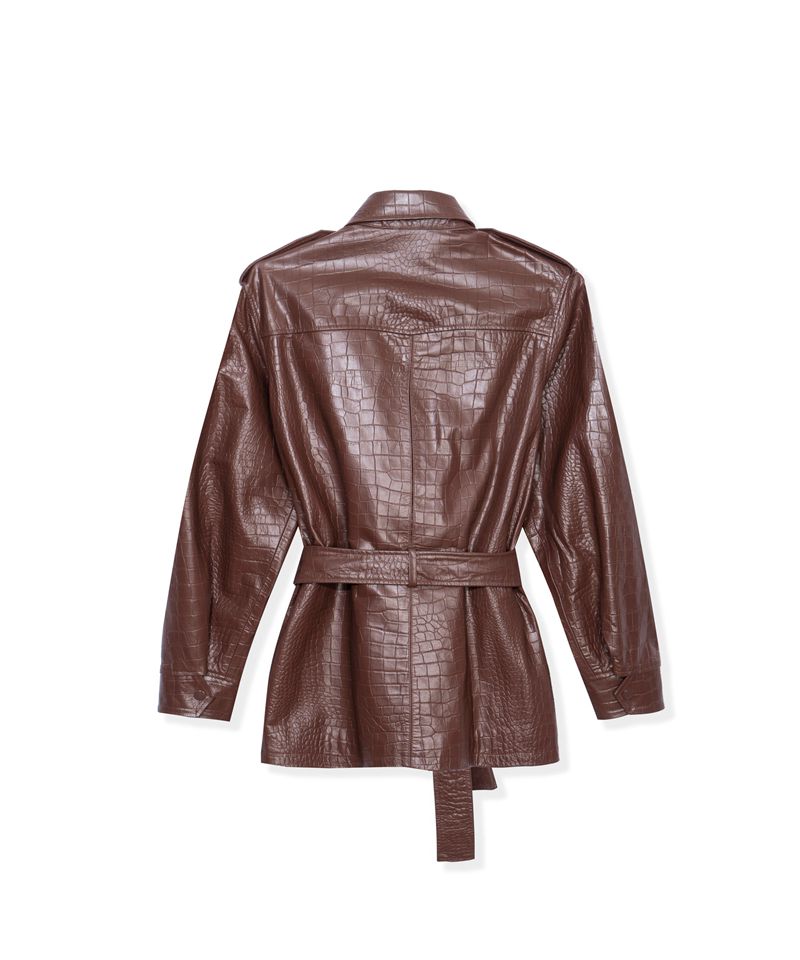 Playboy Crocodile Leather Safari Women's Jackets Chocolate | 278160AOS