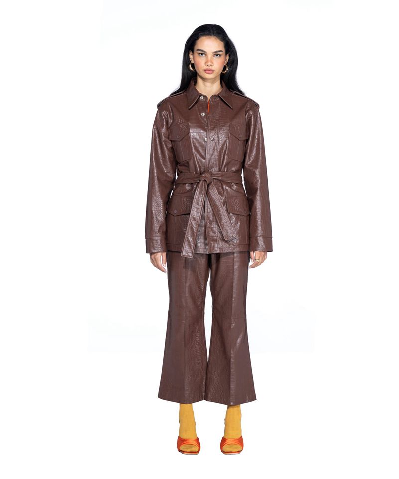 Playboy Crocodile Leather Safari Women's Jackets Chocolate | 278160AOS