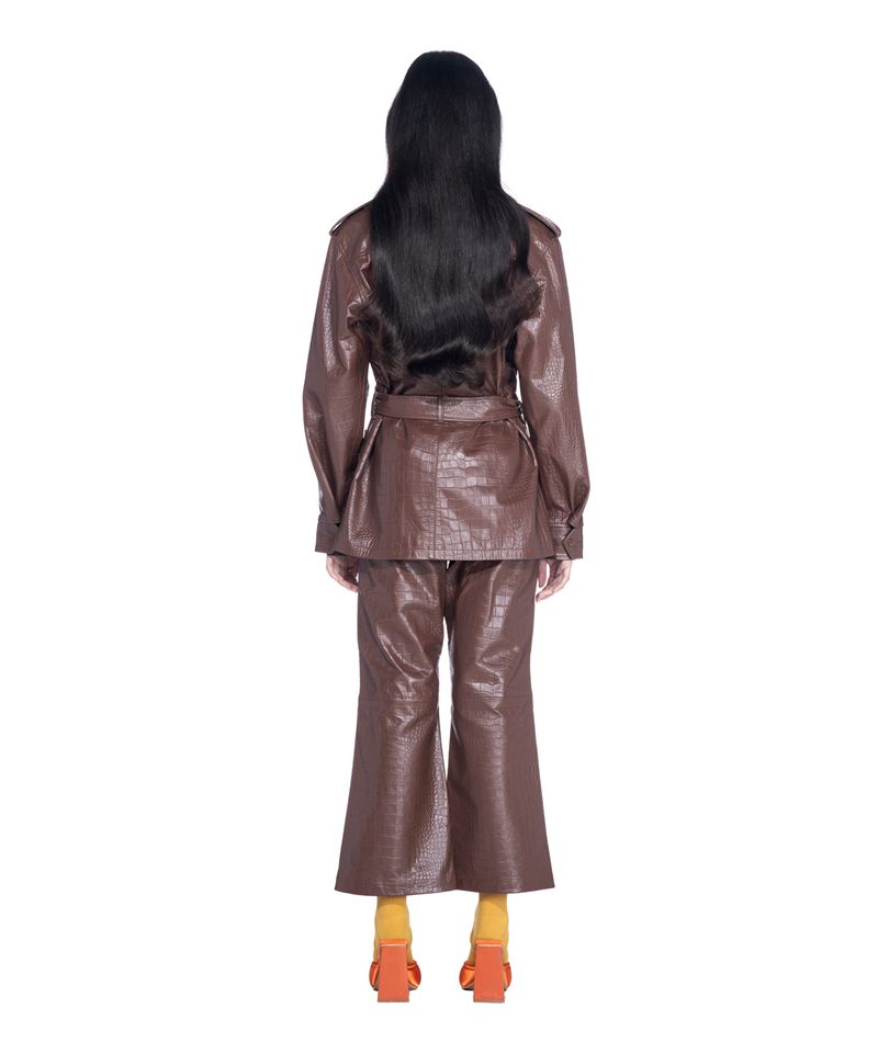 Playboy Crocodile Leather Safari Women's Jackets Chocolate | 278160AOS