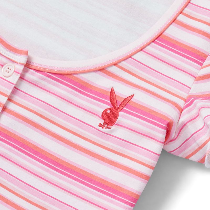 Playboy Crush Stripe Scoop Tee Women's Tank Pink | 491630EQF