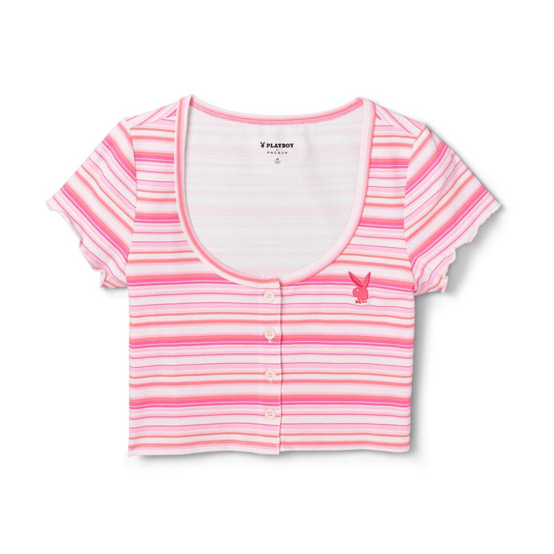 Playboy Crush Stripe Scoop Tee Women\'s Tank Pink | 491630EQF