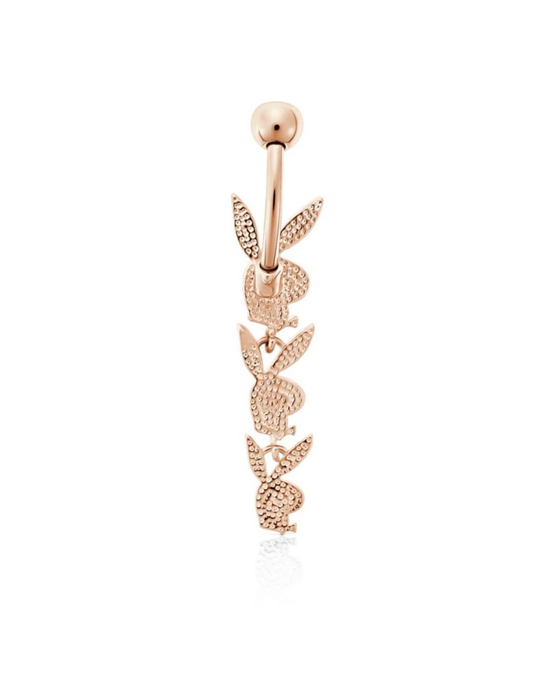 Playboy Dangling Bunny Head Belly Ring Women's Jewelry Gold | 198426WCP