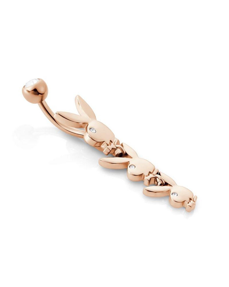 Playboy Dangling Bunny Head Belly Ring Women's Jewelry Gold | 198426WCP