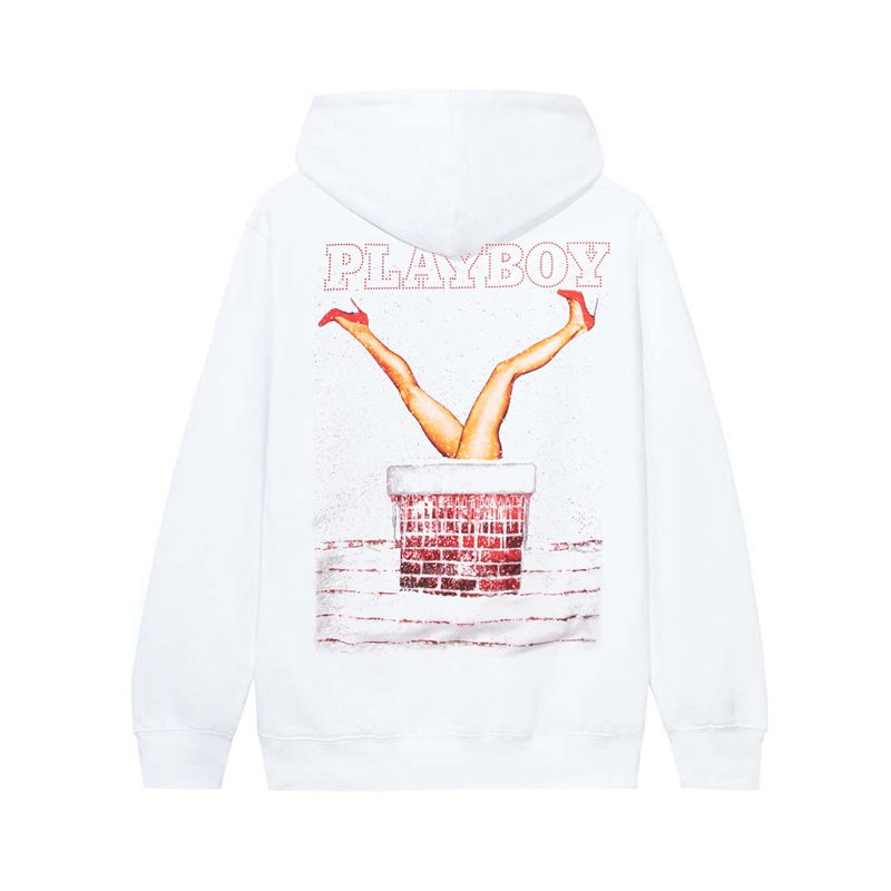 Playboy December 2013 Washed Men's Hoodie White | 023485GDY