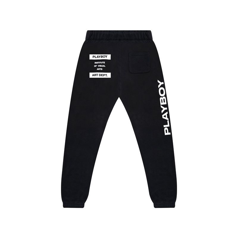 Playboy Department Men's Sweatpants Black / White | 045839MJK