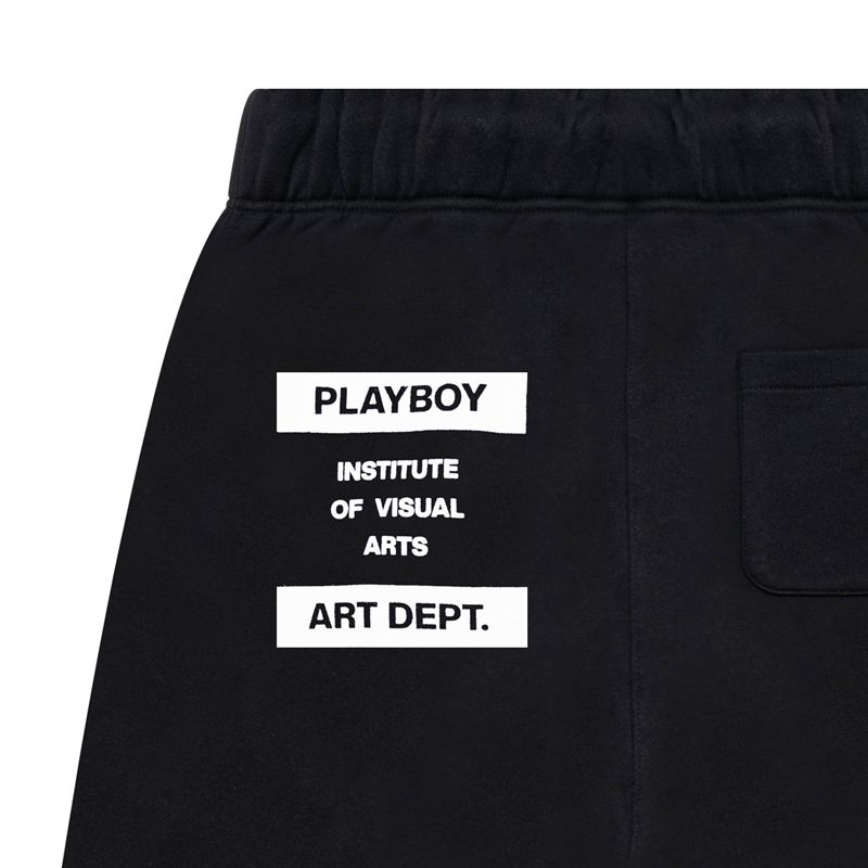 Playboy Department Men's Sweatpants Black / White | 045839MJK