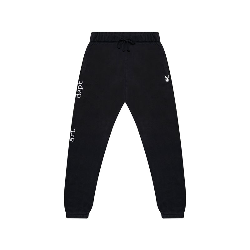 Playboy Department Men\'s Sweatpants Black / White | 045839MJK