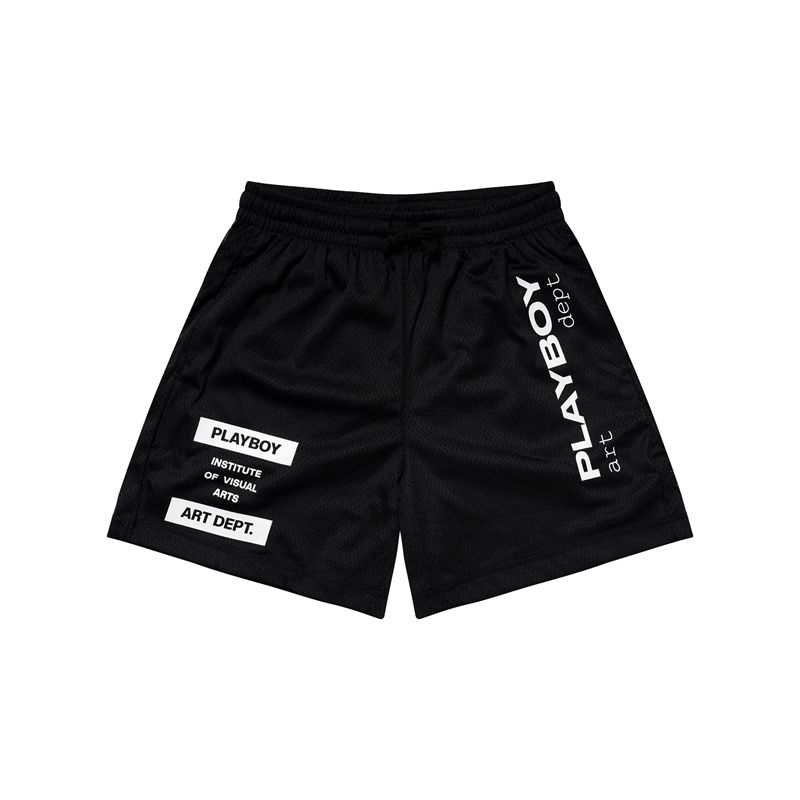 Playboy Department Mesh Men's Shorts Black / White | 390527VRZ