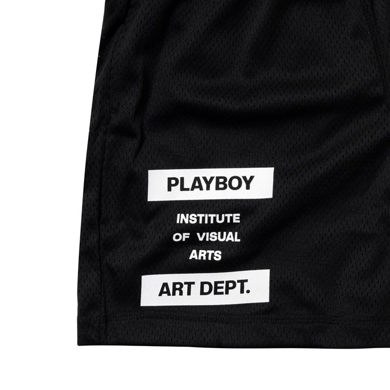 Playboy Department Mesh Men's Shorts Black / White | 390527VRZ