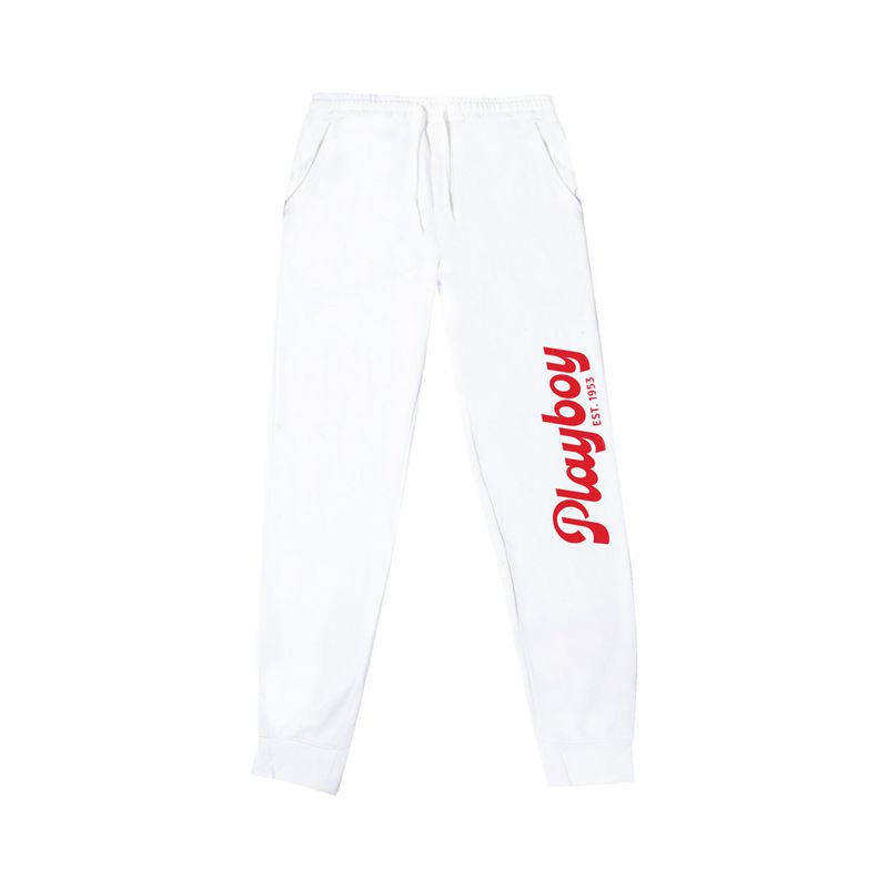 Playboy Desperado American Icon Jogger Men\'s Sweatpants White | 012498FIT