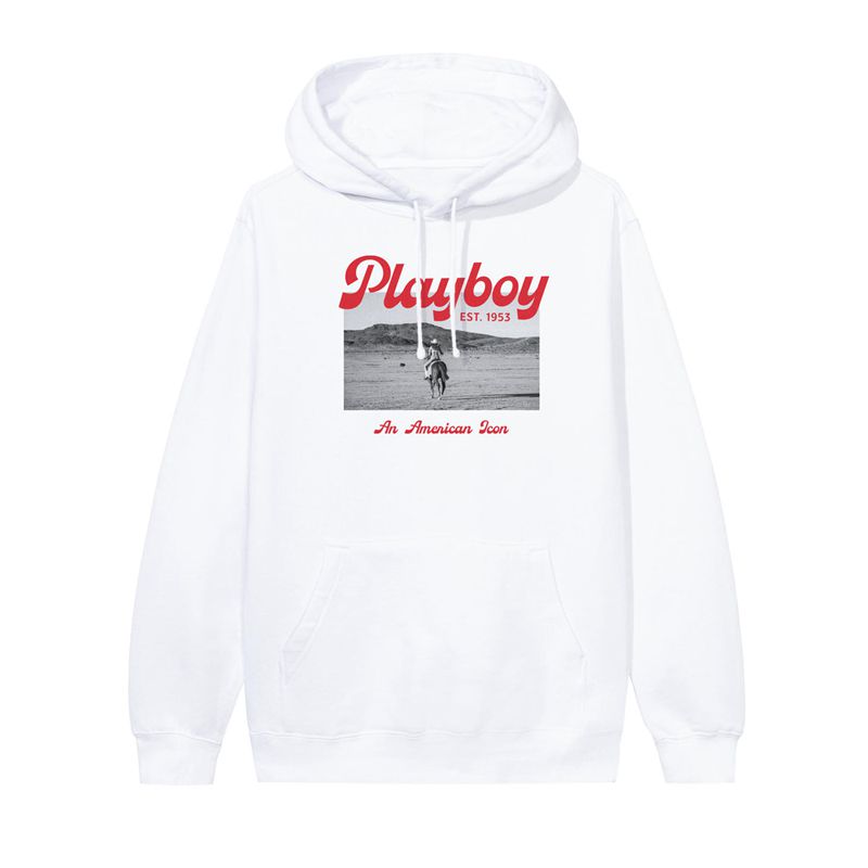 Playboy Desperado American Icon Men\'s Hoodie White | 827906UXR