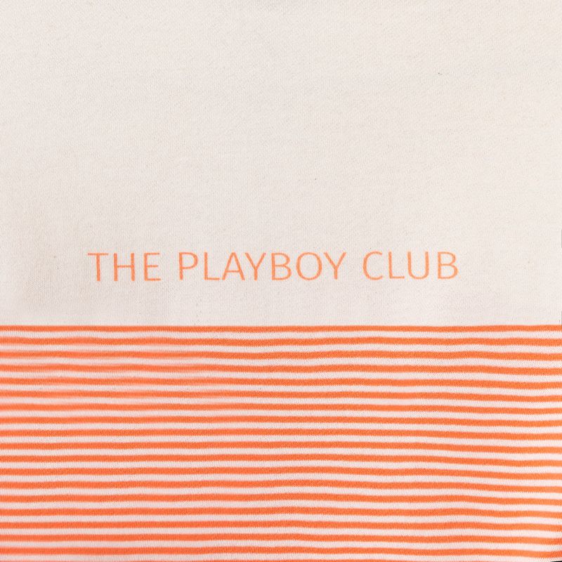 Playboy Drop Stripe Vip Club Quarter Zip Women's Hoodie White / Orange | 485102MJZ