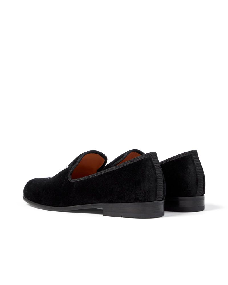 Playboy Duke + Dexter Velvet Bunny Loafers Men's Shoes Black / White | 294083UYG