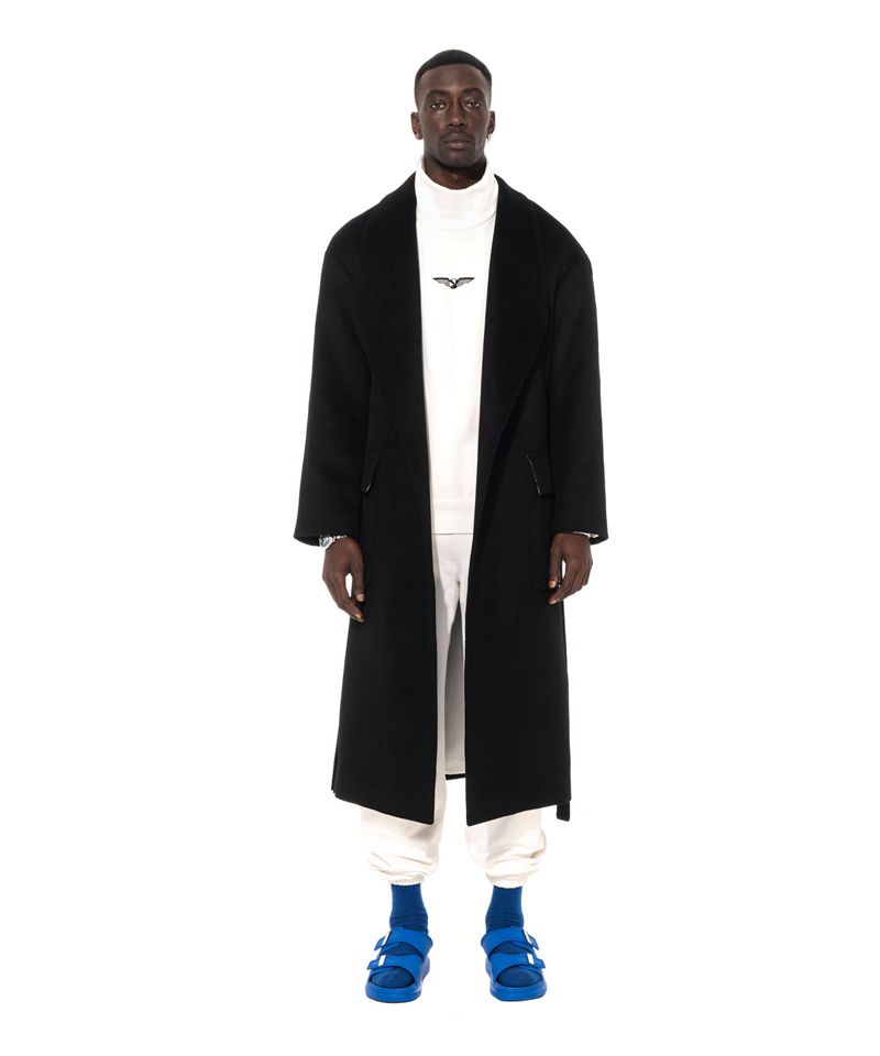 Playboy Ed Long Wool Robe Coat Men's Jackets Black | 986745UMJ