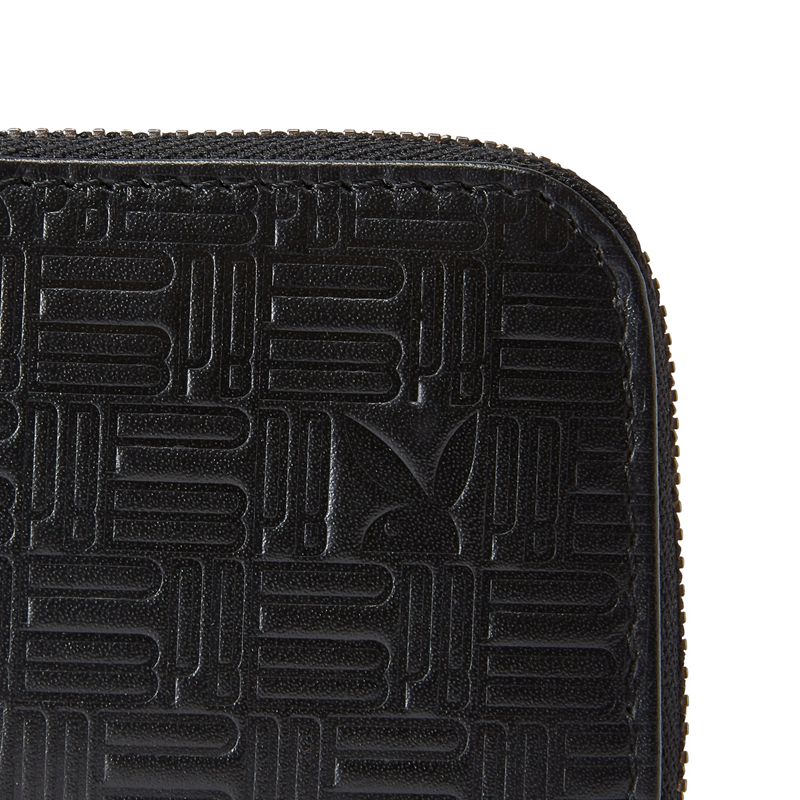 Playboy Embossed Zip Front Men's Wallets Black | 360751FEA