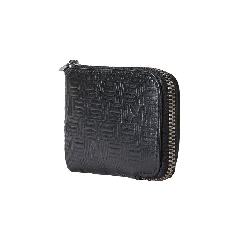 Playboy Embossed Zip Front Men's Wallets Black | 360751FEA