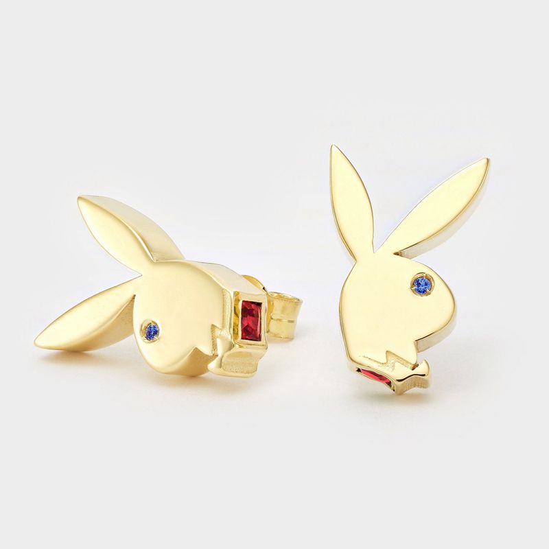 Playboy Fancy Bunny Earring Studs Men's Jewelry Turquoise | 718965TGK