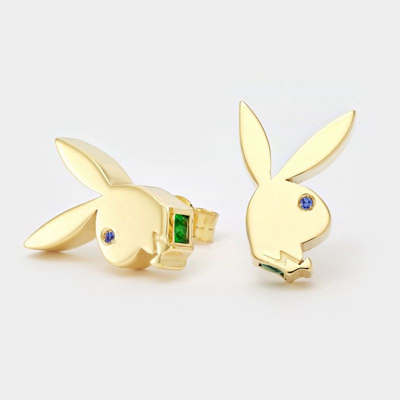 Playboy Fancy Bunny Earring Studs Men\'s Jewelry Turquoise | 718965TGK