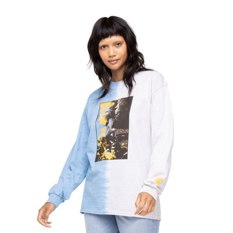 Playboy February 2019 Playmate Megan Moore Dip-Dye Long Sleeve Women's T Shirts White / Blue | 794183KGO