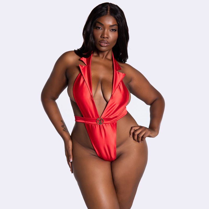 Playboy Formal Affairs Satin Teddy Women\'s Lingerie Red | 089456FSN