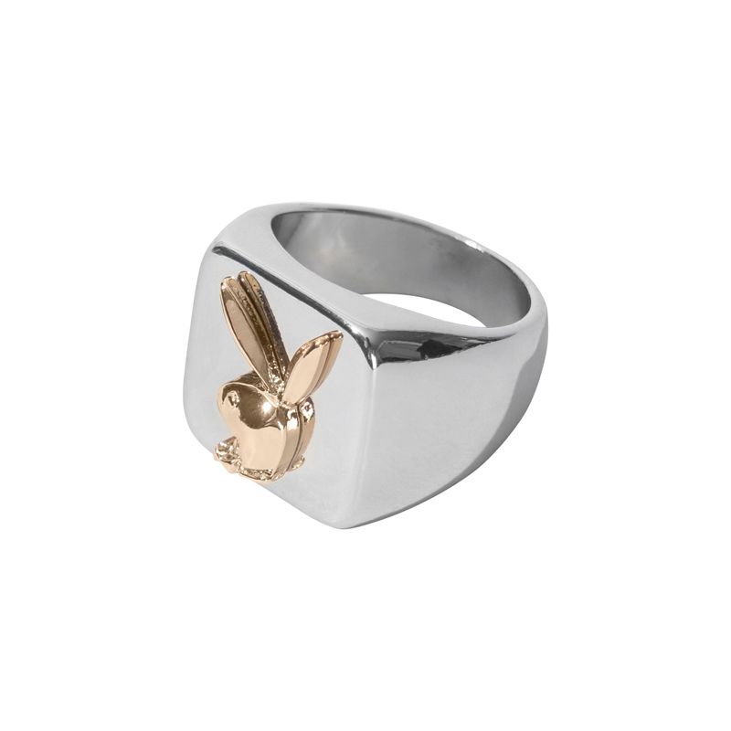 Playboy Goldtone Bunny Membership Ring Men's Jewelry Silver | 367249GSO