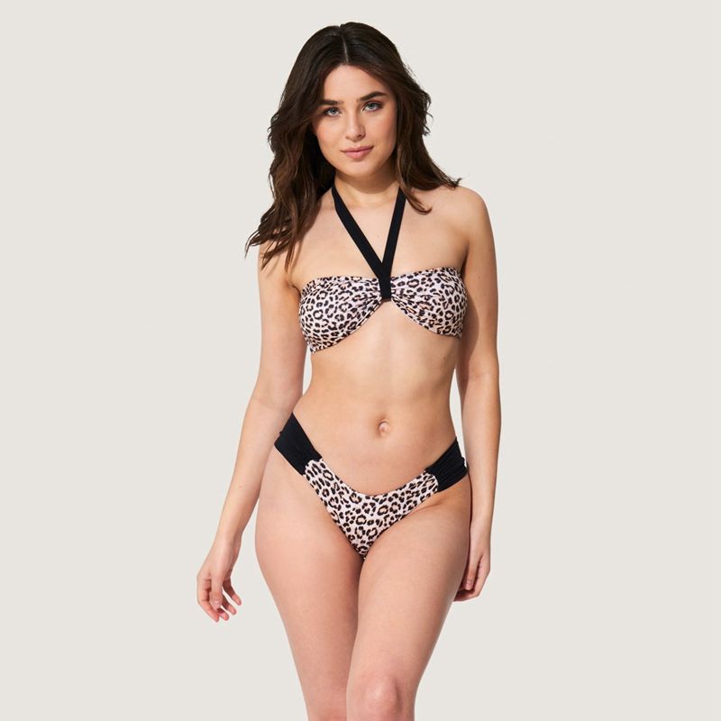 Playboy Halter Bunny Bikini Women's Swimwear Leopard / Black | 957280WHL