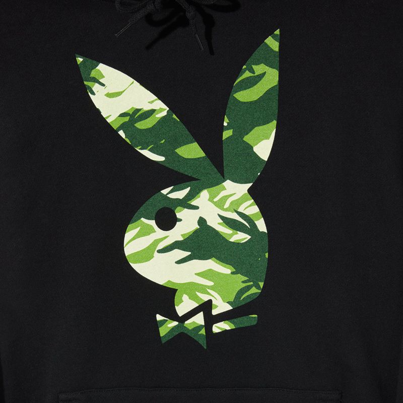 Playboy Hare Green Camo Men's Hoodie Black | 459073JVC