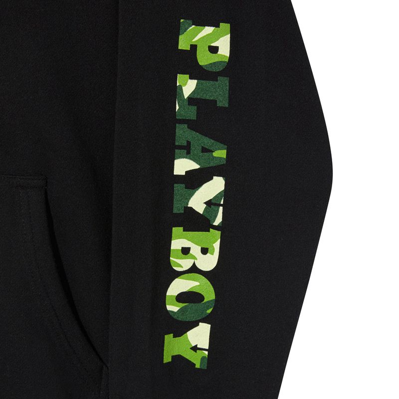 Playboy Hare Green Camo Men's Hoodie Black | 459073JVC