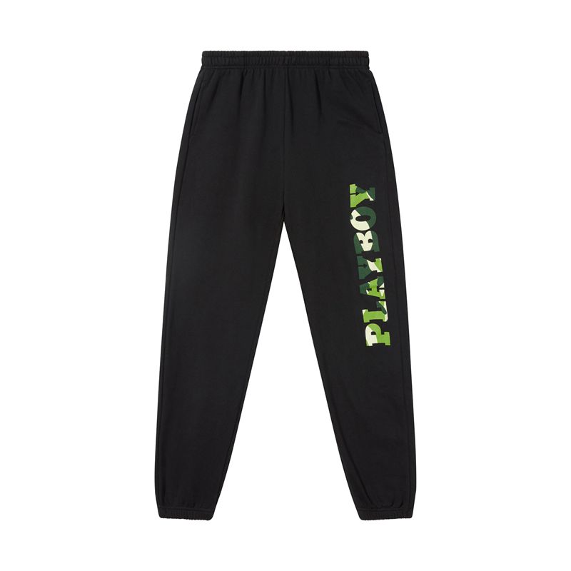 Playboy Hare Green Camo Men's Sweatpants Black / Green | 089253ZGC