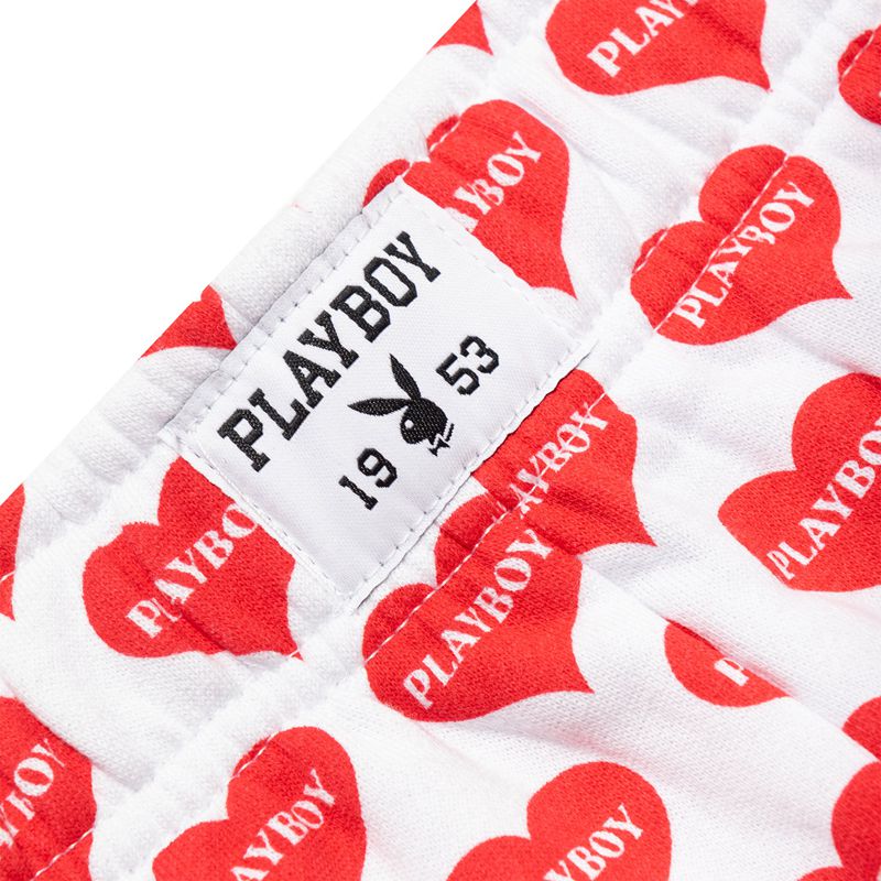 Playboy Heart Lounge Boxers Women's Shorts Red / White | 846539QPC