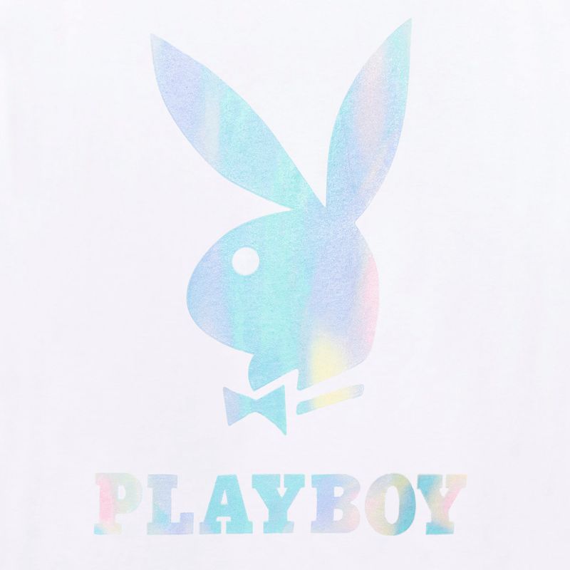 Playboy Holographic Logo Men's Shirts White | 690743FSI