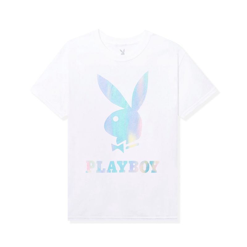 Playboy Holographic Logo Men\'s Shirts White | 690743FSI