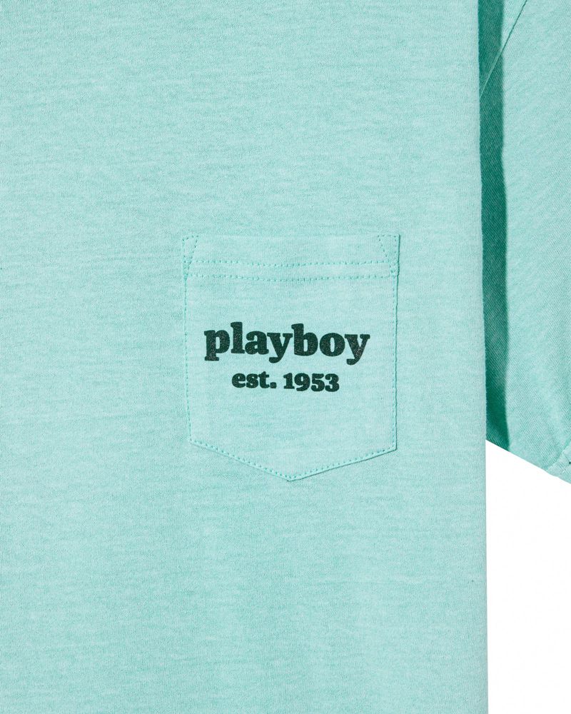 Playboy Illustrated Pocket Men's Shirts Green | 825936FQD