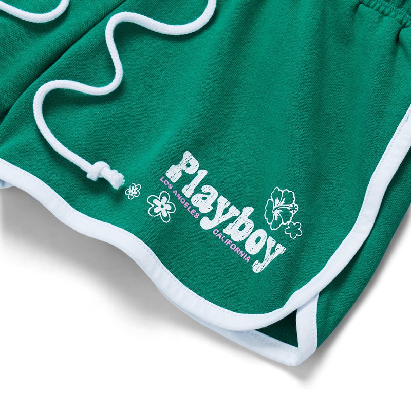 Playboy Island Dolphins Women's Shorts White / Green | 617435GFD