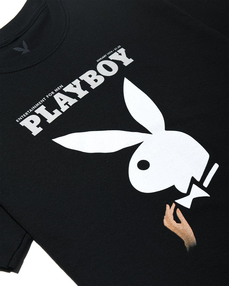 Playboy January 1974 Cover Women's T Shirts Black | 642710DMO