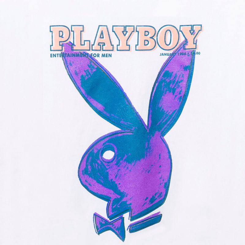 Playboy January 1986 Andy Warhol Cover Men's Shirts White / Purple | 719423VBM