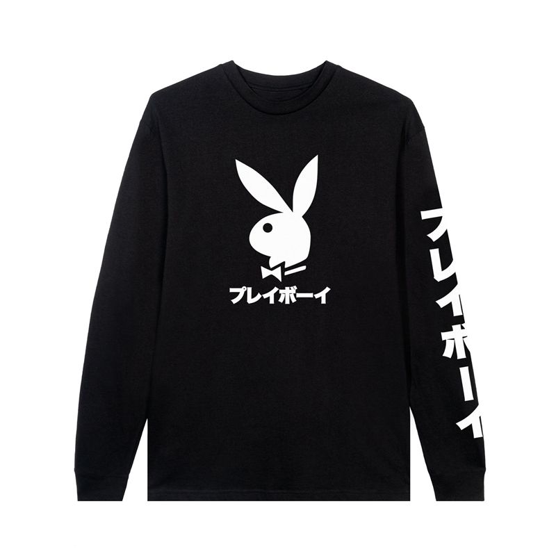 Playboy Japanese Rabbit Head Long Sleeve Men\'s Shirts Black | 465708XWR